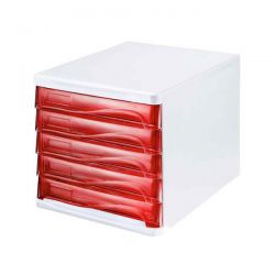 Cassettiera Multicolor Helit rosso 5 cassetti