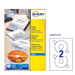Etichette CD/DVD Avery L6043-25 2et./25fg