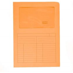 Cf.50 cartelle cartoncino con finestra Sintex arancio