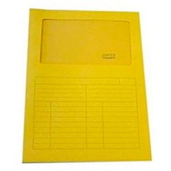 Cf.50 cartelle cartoncino con finestra Sintex gialle
