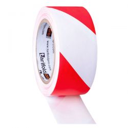 Nastro adesivo 50x25mt PVC segnaletico rosso/bianco