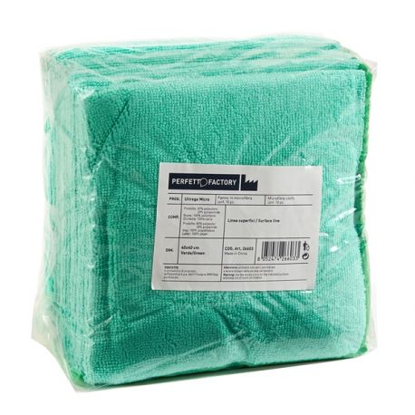 Cf 10 panni microf. 40X40cm verde Ultrega Perfetto