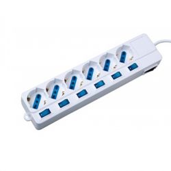 Multipresa 6 prese bipasso/schuko + interruttore singolo