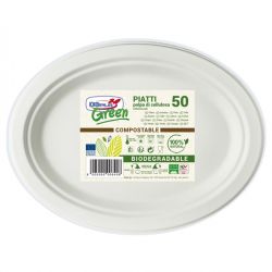 Piatti ovali 26x19cm biodegradabili compostabili cf.50pz
