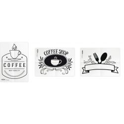 SET 3 STENCIL A TEMA CIBOBEVANDE PER VETRI SECURIT