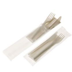 Bis forchetta+coltello CPLA + tovagliolo biodegradebili e compostabili 250pz