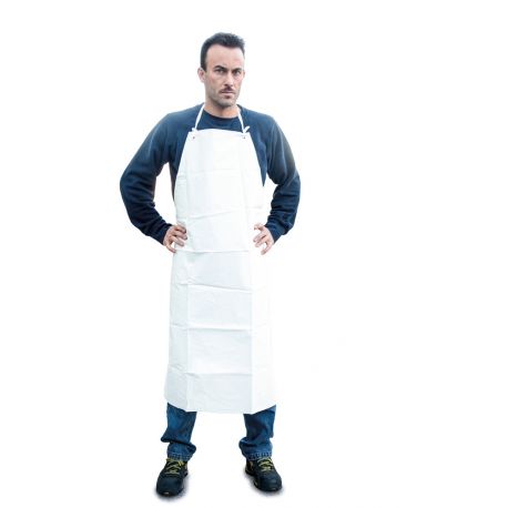 GREMBIULE IN PVC IN TESSUTO POLIESTERE BIANCO
