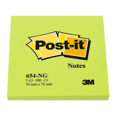 Post-it 3M 654 Neon 76x76 verde acido