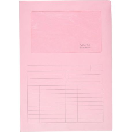 Cf.50 cartelle cartoncino con finestra Sintex rosa