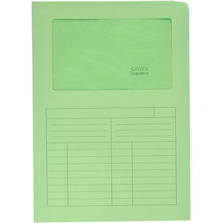 Cf.50 cartelle cartoncino con finestra Sintex verdi