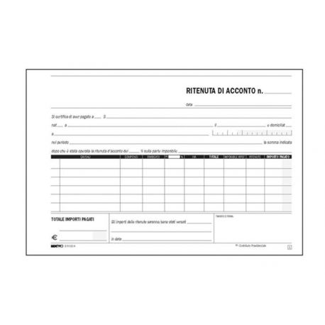 Blocco 100 ritenute acc. 15x21 DU16541C000