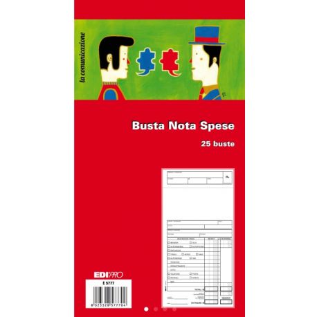 Blocco 25 buste nota spese EDIPRO 28x15cm E-5777