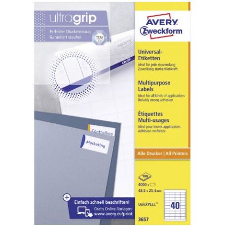 Etichette Avery 3657 48,5x24,5 40et./100fg