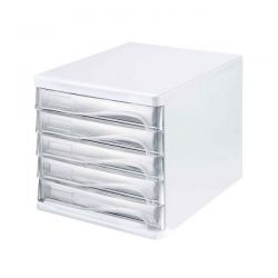 Cassettiera Multicolor Helit bianco 5 cassetti