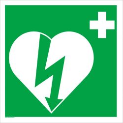 Cartello alluminio 34x36 Defibrillatore front.
