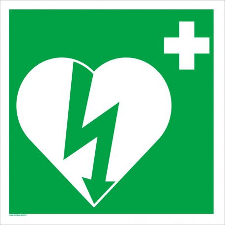 Cartello alluminio 34x36 Defibrillatore front.