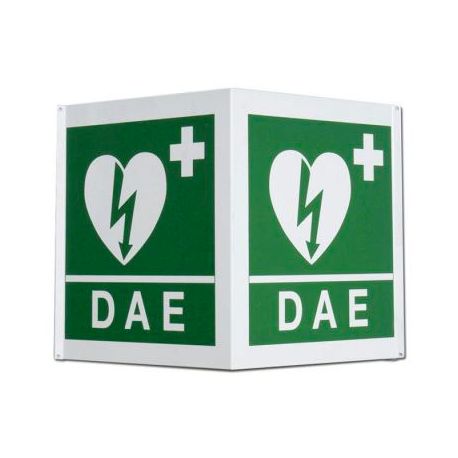 Cartello alluminio 34x36 Defibrillatore bifacciale