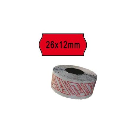 Cf.10 rotoli etich.perm. 26x12 rosso Printex