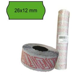 Cf.10 rotoli etich.perm. 26x12 verde Printex