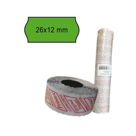 Cf.10 rotoli etich.perm. 26x12 verde Printex