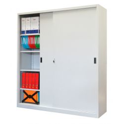 Armadio ante scorrevoli 4 ripiani cm 180x45x200 grigio