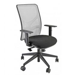 Sedia Pentagon alta nera e rete bianca con braccioli