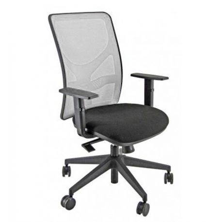 Sedia Pentagon alta nera e rete bianca con braccioli