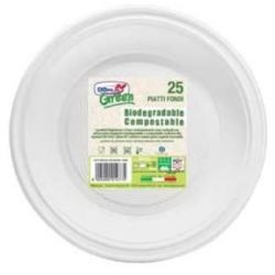 Piatti fondi diam.22cm Mater-Bi biodegradabili cf.25pz