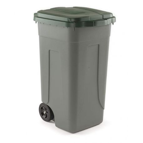 Bidone 100lt 49x54x85 ppl ruote + coperchio verde