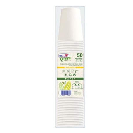 Bicchieri biodegradabili compostabili in carta 180ml cf.50pz