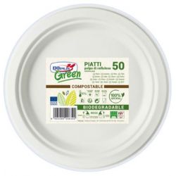 Piatti piani biodegradabili compostabili 17cm in carta cf.50pz
