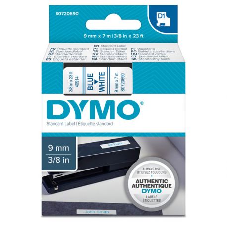 Nastro Dymo D1 9mm 40914 blu/bia