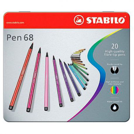 Scatola metallo 20 Stabilo Pen 68