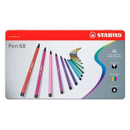 Scatola metallo 40 Stabilo Pen 68