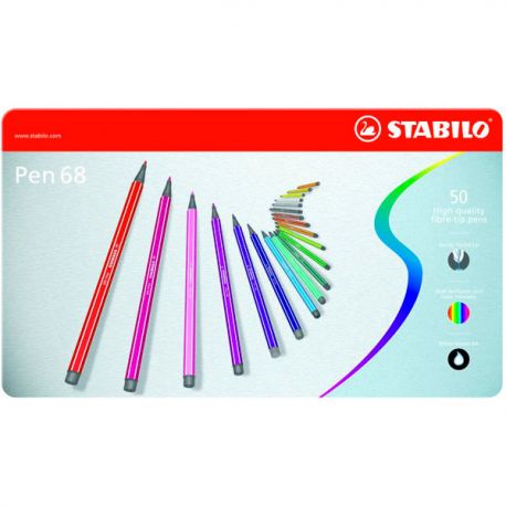 Scatola metallo 50 Stabilo Pen 68