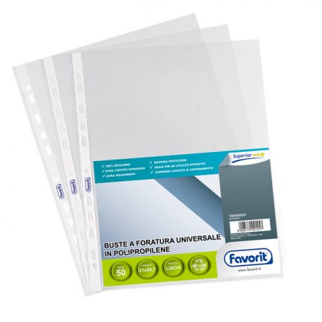 Busteppl perforazione universale 21x29,7 medio spess. cf.50pz antiriflesso