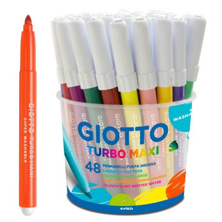 Barattolo 48 pennarelli colorati Turbo Maxi