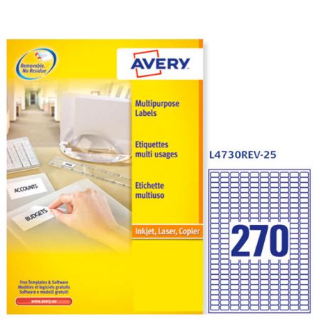 Etichette Avery L4730REV 17,8x10 270et/25fg removibili