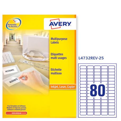 Etichette Avery L4732REV 35,6x16,9 80et/25fg removibili
