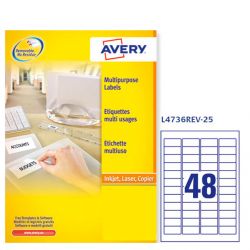 Etichette Avery L4736REV 45,7x21,2 48et/25fg removibili