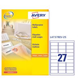 Etichette Avery L4737REV 63,5x29,6 27et/25fg removibili