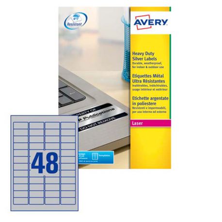 Etichette poliestere argento L6009 45,7x21,2 48et/20fg