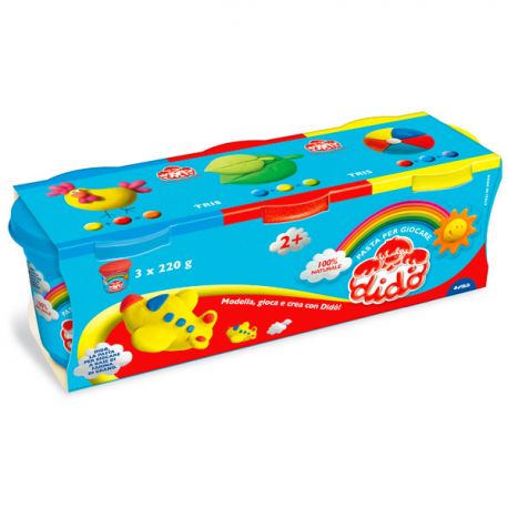 Cf.3 barattoli 220g Dido' giallo-blu-magenta