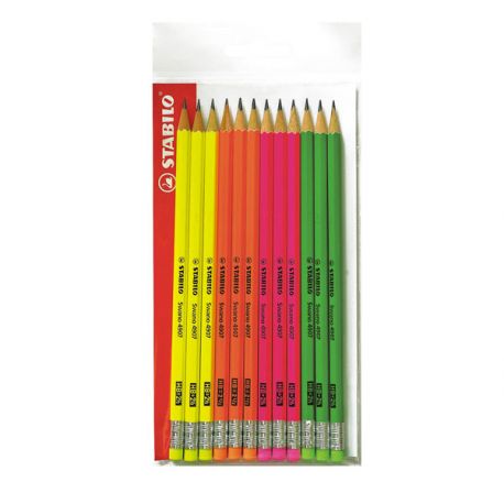 Matite Stabilo Swano Fluo Hb C/Gomm. Cf.12 Col.Ass