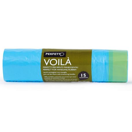 Sacchi immondizia 50x60 30lt azzurri con maniglie cf.15pz
