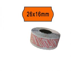 Cf.10 rotoli etich. perm.26x16 arancio Printex