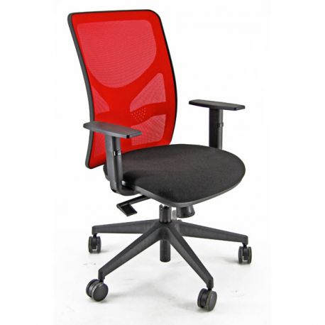 Sedia Pentagon alta nera e rete rossa con braccioli