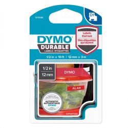Nastro Dymo Durable D1 12X3 Bianco/Rosso Perm.