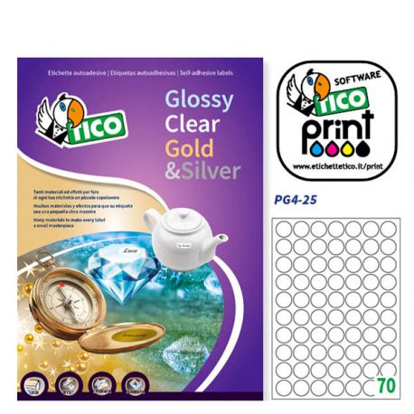 Etichette Tico bianche glossy tonde diam.25mm