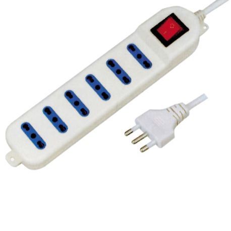 Multipresa 6 uscite bipasso 10/16A con interruttore spina 16A